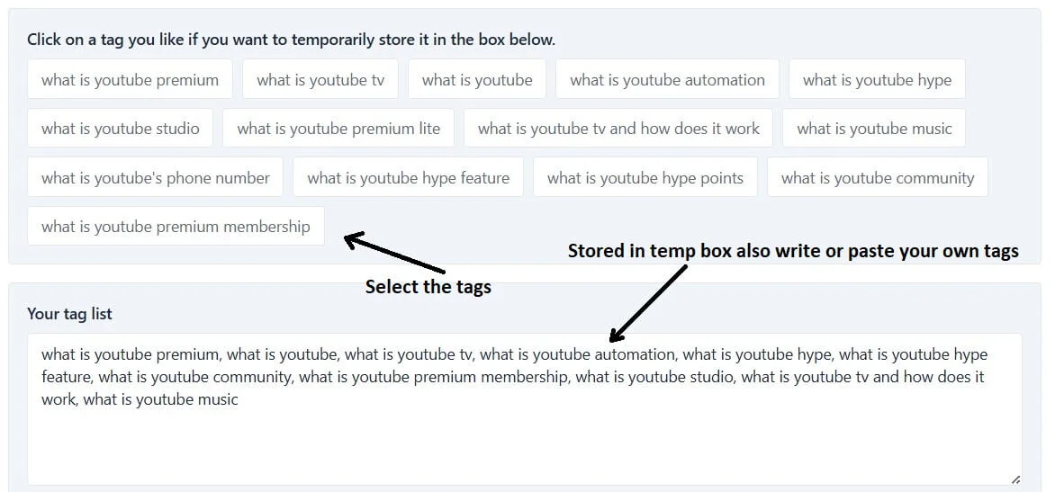 how to use youtube tag generator step4